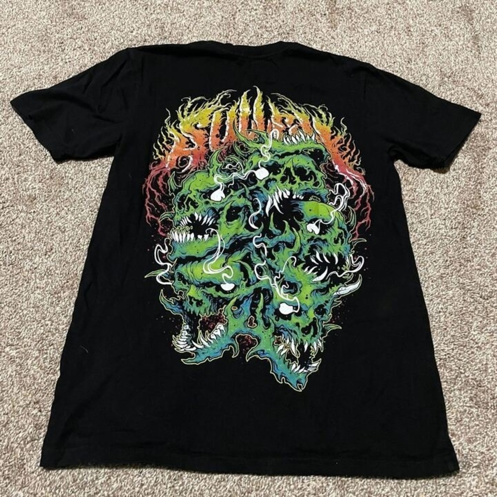 Sullen Art Collective Artist Series Black Graphic T-Shirt Green Skulls Mens S